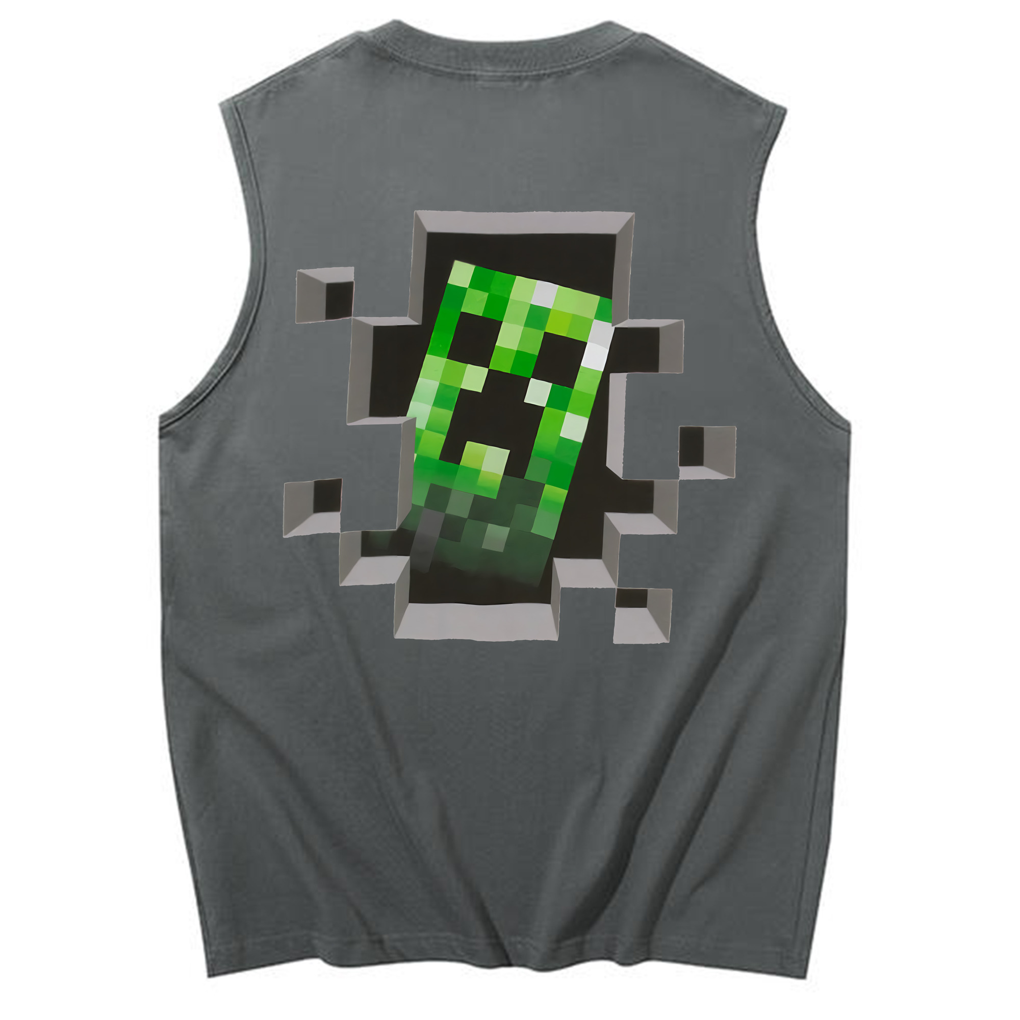 （画像用） マインクラフト ブロックの世界 Minecraft MC Block world コットン100％タンクトップ（背面プリント）